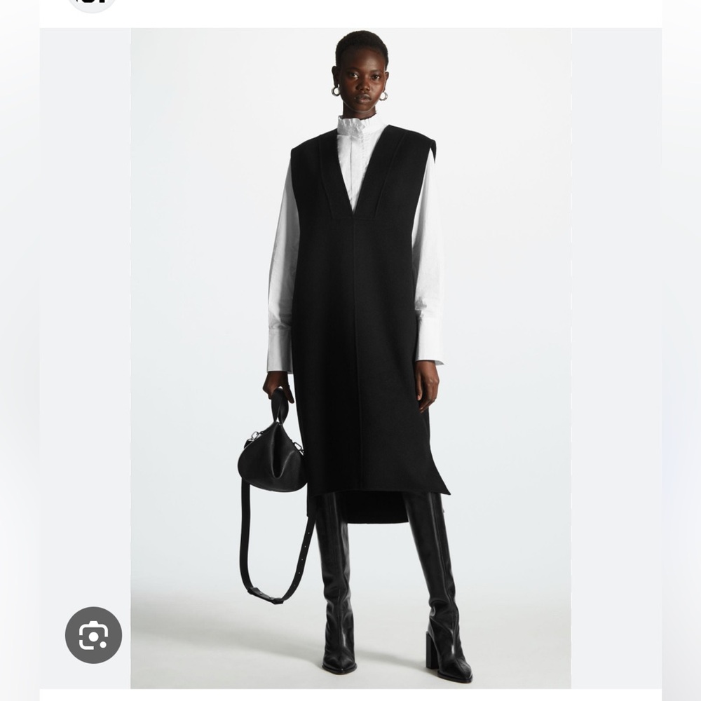 COS V-neck wool dress in blackBlack